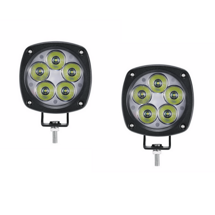 Auxbeam 4" 50W Round Off Road LED Lights Spot Beam Pair w/ Mount Brackets